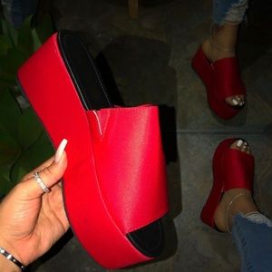 Red Platform Sandals